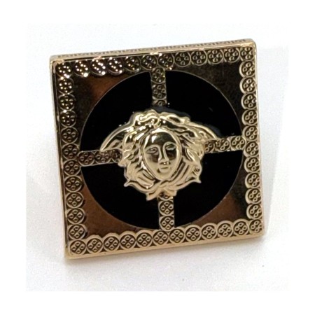 Anillo medusa fondo negro de oro 18k talla 23